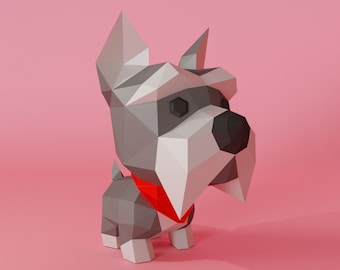 Schnauzer puppy, Papercrafts templates PDF,DXF