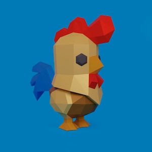 Gallito Papercrafts plantillas,PDF, Gallo 3d digital, pollo granja,