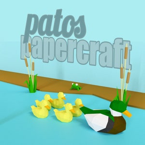 Papercraft-Enten- und Entenküken-Vorlagen für 3D-Papierskulpturen