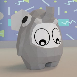 Ei vermomd als olifantenbaby Papercrafts PDF, sjablonen voor 3D-papiersculpturen en instructies