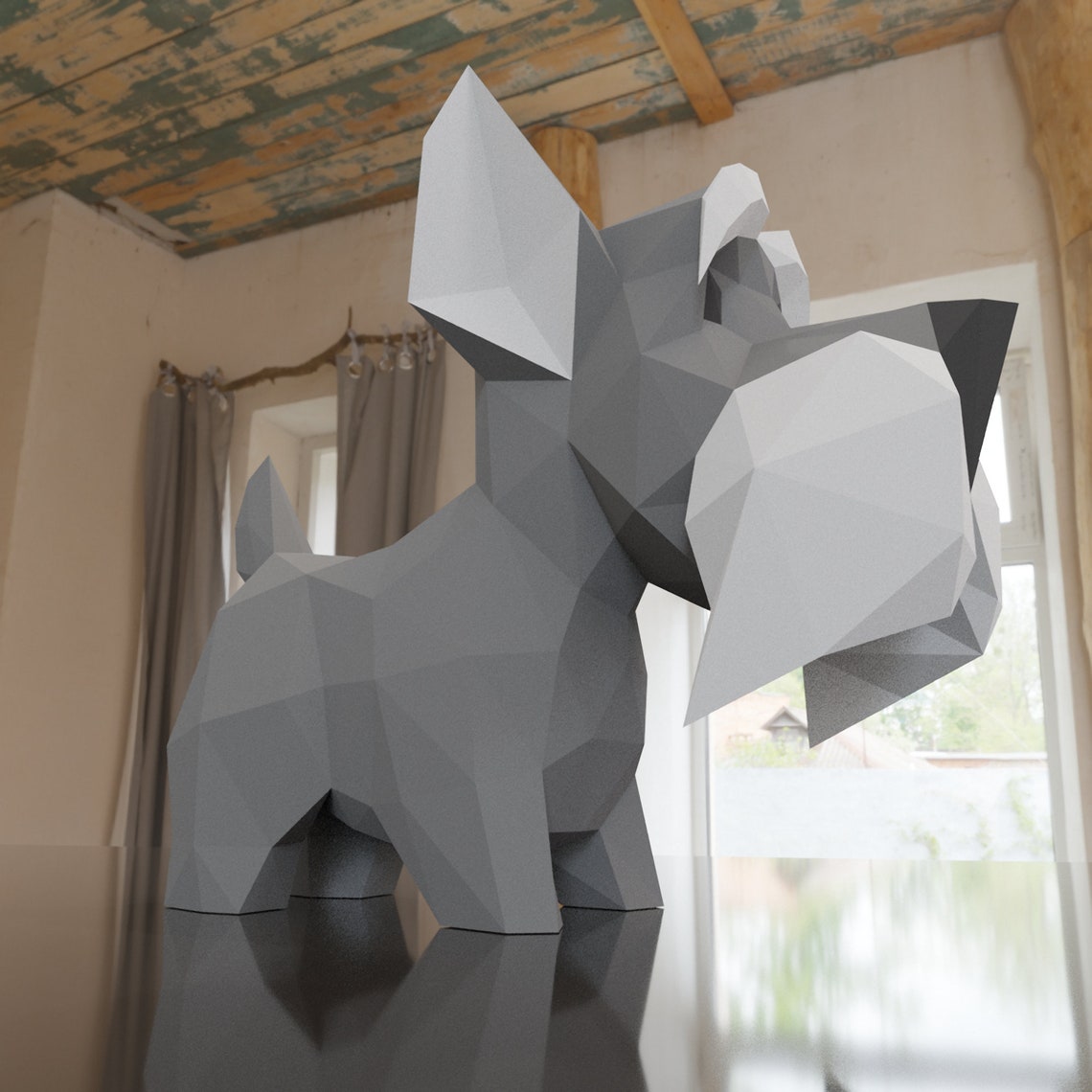 Perro Papercraft Perro schnauzer Papercrafts plantillas PDF,SVG,DXF - Etsy México