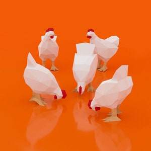 Pollo Picoteando Papercrafts/ Pollo Comiendo Plantillas/ Pollo Pdf Piy Pollo Origami/ Chicken Papercraft/plantillas papercraft