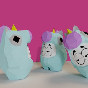 Ei als Einhornbaby verkleidet. Papercraft PDF, 3D-Papierskulptur-Vorlagen und Anleitungen
