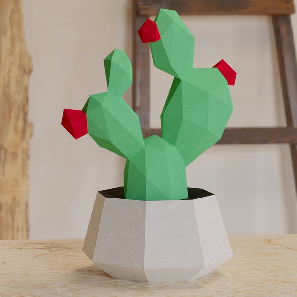 cactus papercrafts pdf, nopal maceta con cactus, nopal plantillas, cactus DIY