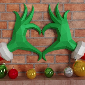 Kreieren Sie Weihnachtszauber mit unseren herzförmigen Händen PDF- und DXF-Papierbastelvorlagen