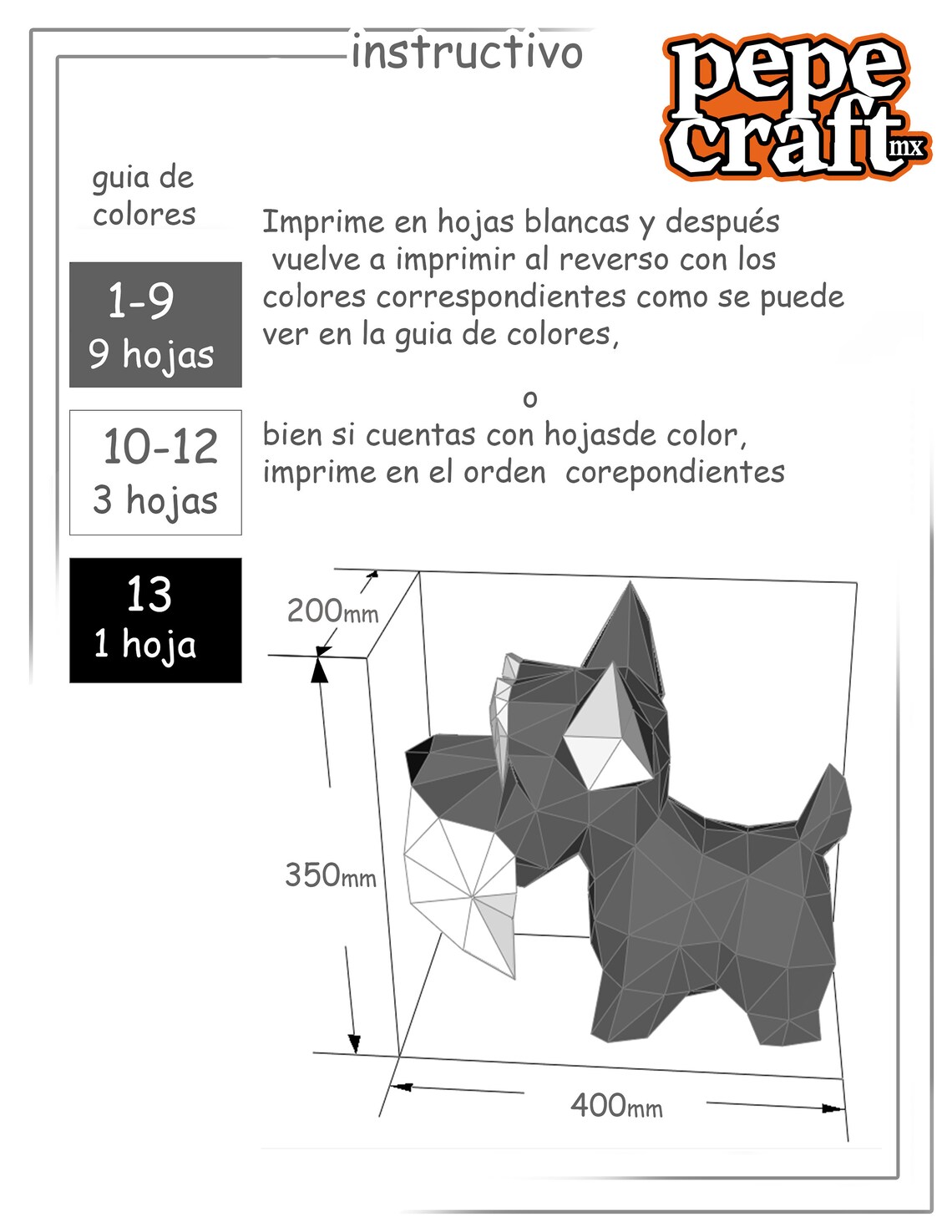 Perro Papercraft Perro schnauzer Papercrafts plantillas PDF,SVG,DXF - Etsy México