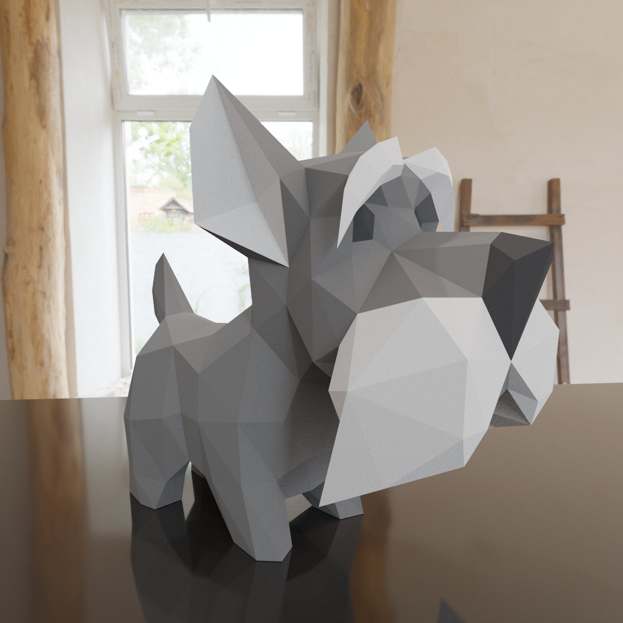 Perro Papercraft Perro schnauzer Papercrafts plantillas PDF,SVG,DXF - Etsy México