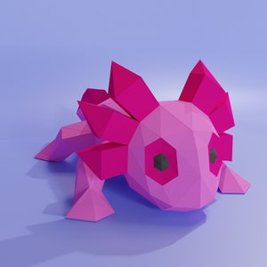 独自の紙アートワークを作成するための PDF、SVG、DXF のアホロートル ペーパークラフト テンプレート