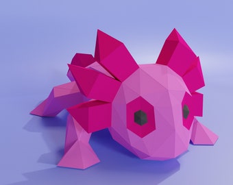 Axolotl Papercraft-sjablonen in PDF, SVG en DXF om uw eigen papieren illustraties te maken