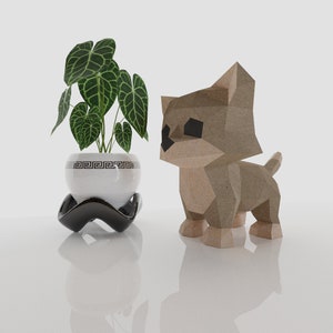 Gatito baby Papercrafts plantillas pdf, escultura de gato de papel d3