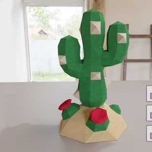 Cactus papercrafts plantillas PDF,SVG,DXF, Papercraft kit diy 3D Papercraft escultura de planta
