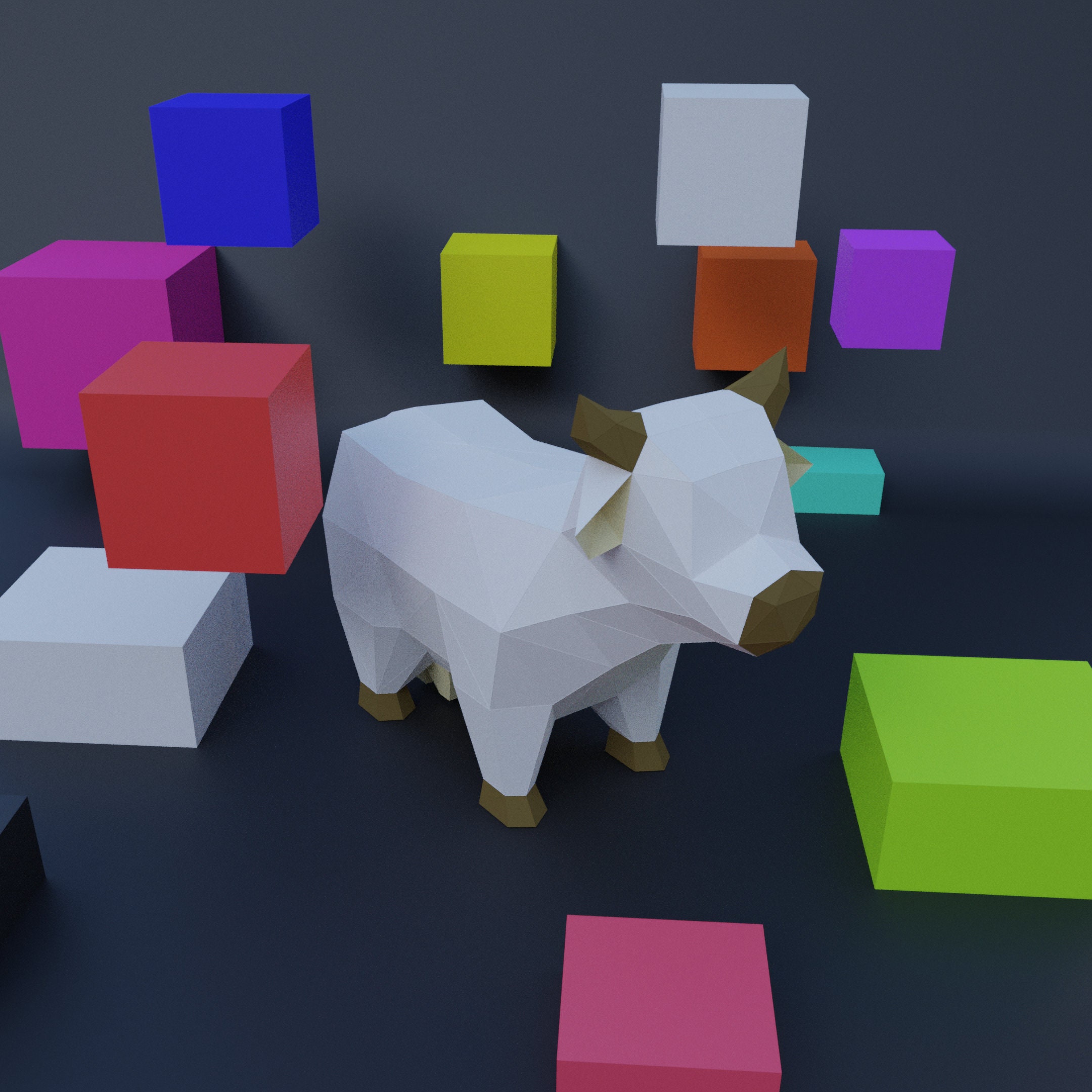 Vaca Papercrafts PDF, FDX, SVG, escultura de papel 3d plantillas y ...