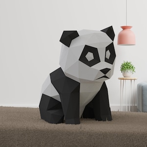 Panda Pdf Diy, Panda Papercrafts, Panda Papercraft Beer, 3D Panda-sjablonen, Origami Beer