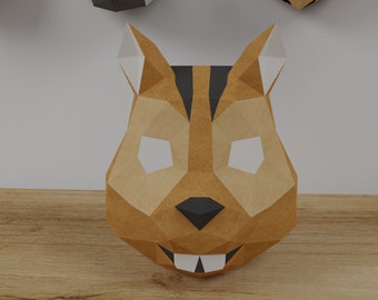 SQUIRREL MASK, Papercraft Mask Template, Origami, PDF Download 3D Mask