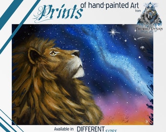 Lion and Stars Wall Art | Wall Decor | Mystical Animals | Art | Unique | Art Print Poster | Christmas Gift