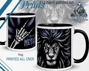 Cool mug with a lion design for all heavy metal music fans | Special coffee mug for festivals | Gift for metalheads