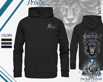 Sustainable sweater with a cool heavy metal and lion motif | Statement hoodie | Rock music festival | Organic cotton clothing gift