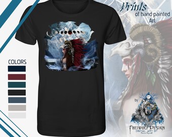 America Canada T-Shirt Sustainable | Mystical Woman Warrior Moon Lunar Cycle Graphic Gothic | 100% Organic Cotton | Special | Gift