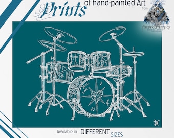 Drum Set Wall Art | Drum Set Instrument | Love Music | Rock | Art | Unique | Art Print Poster | Pictures