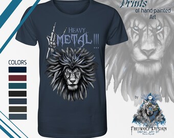 Sustainable Heavy Metal T-Shirt | Lion Music Festival Outfit Musician Rock Cool Graphic | 100% Organic Cotton | Special Clothing | Gift