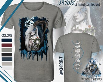Mystical T-Shirt Sustainable | Elf Moon Cycle Nature Moon Woman Gothic Graphic | 100% Organic Cotton | Individually Special | Gift