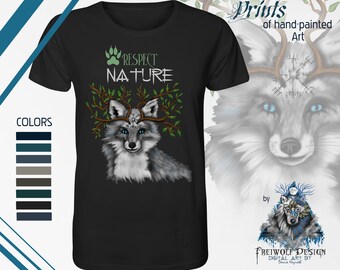 Sustainable T-shirt with a positive "Respect Nature" statement and animal motif | 100% organic cotton shirt | Special gift for animal lovers