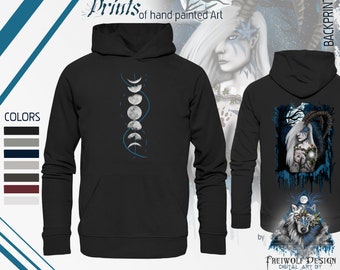 Sustainable sweater | Elf moon lunar cycle gothic art mystical | Clothing with organic cotton | Soft, warm hoodie with creative motif