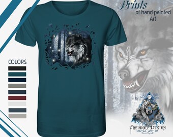 Sustainable Wolf T-Shirt | Wolves Forest Nature Woodland Animals Gothic Graphic | 100% Organic Cotton | Individually Special | Gift | Printed