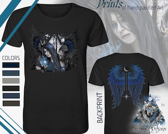 Angel T-Shirt Sustainable | Wings Mystical Woman Magic Owl Forest Graphic Gothic | 100% Organic Cotton | Individually Special | Gift