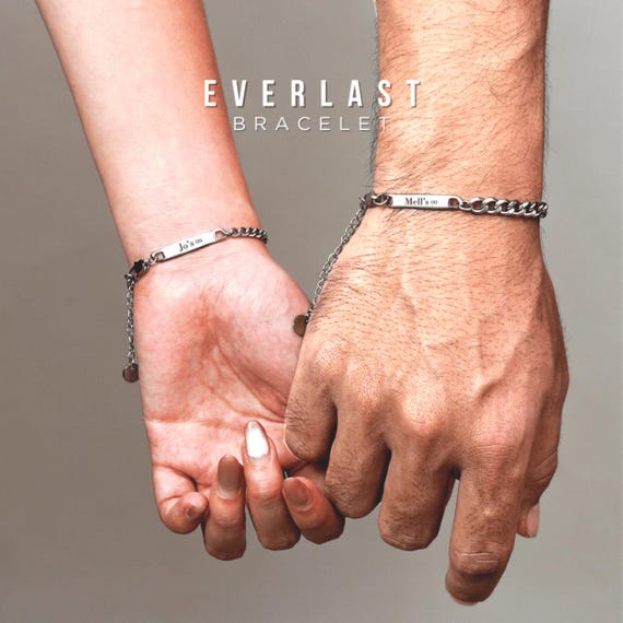 Personalized Couple Bracelets | Custom Name Stainless Steel Matching Set