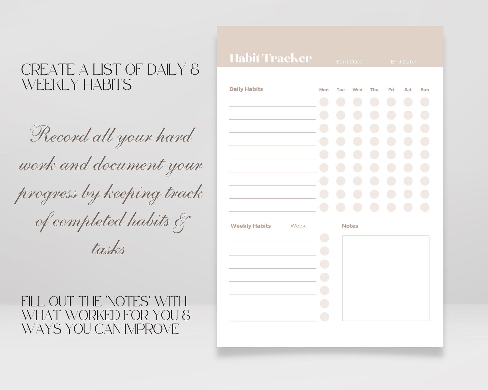 Printable Daily & Weekly Habit Tracker (PDF) - Etsy