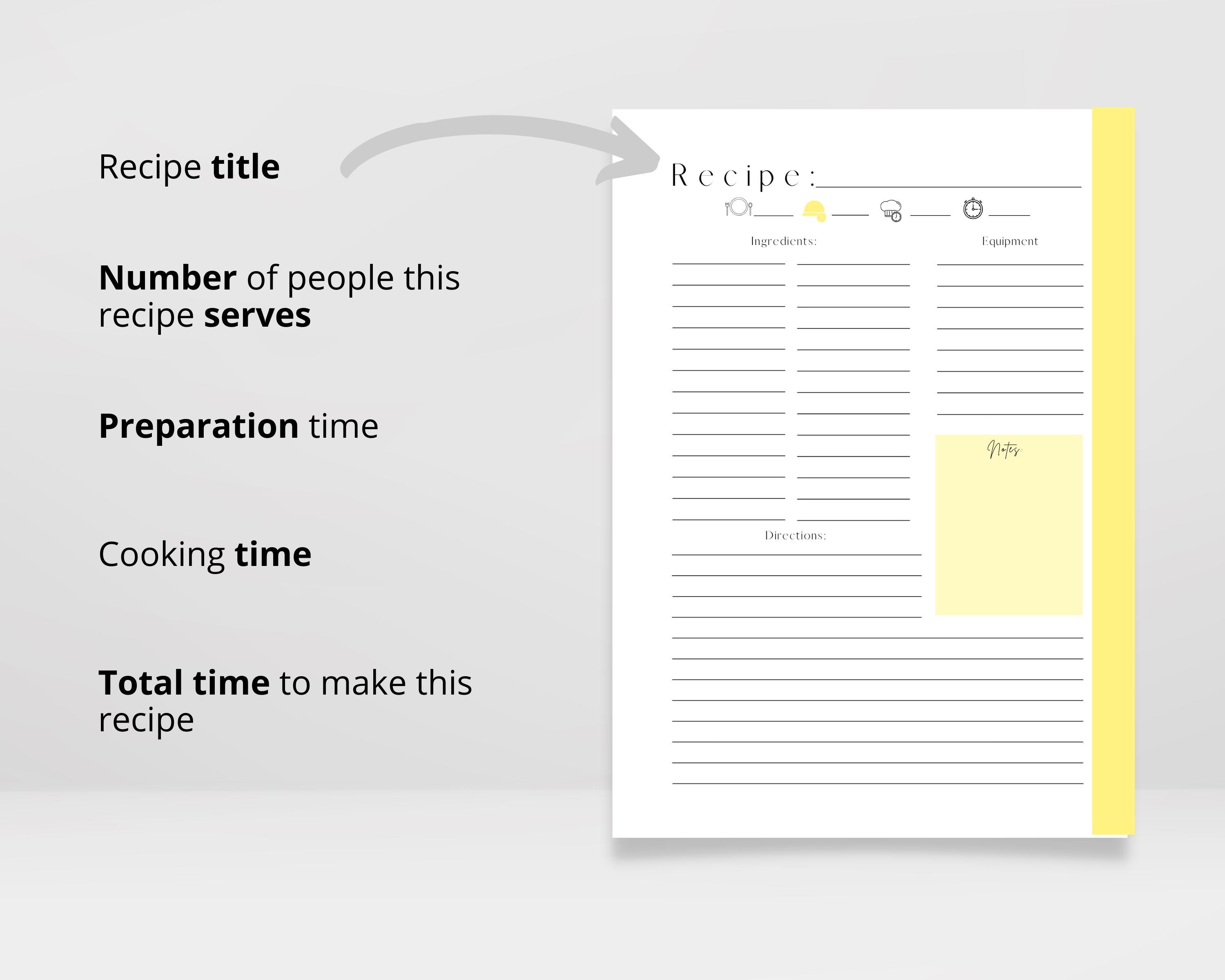 Printable Recipe Sheet: Colour Block Design (A4, A5, US Letter ...