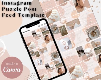 Pink Instagram Puzzle Template: Social Media Layout in Canva