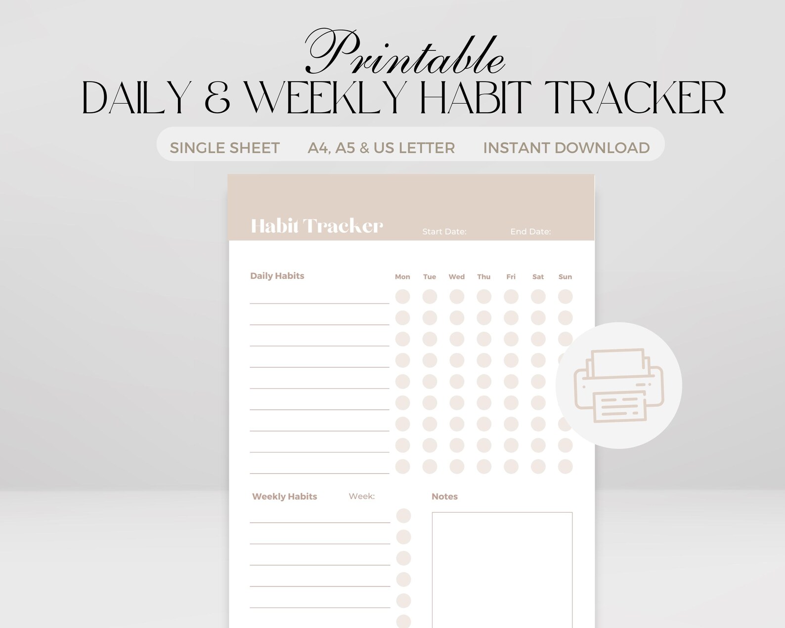 Printable Daily & Weekly Habit Tracker (PDF) - Etsy