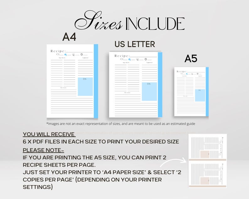 Printable Recipe Sheet: Colour Block Design (A4, A5, US Letter ...