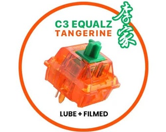 Premium C3 Equalz Tangerine Switches | Smooth Linear Mechanical Keyboard Switches | Custom Mechanical Keyboard Building | Lubed & Filmed