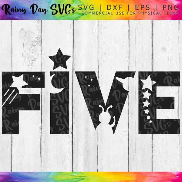 Space Five SVG, Five Space Birthday Svg, Fifth Birthday Svg Boy, DIGITAL DOWNLOAD, 5th Birthday Svg, Five Year Old Svg, Five Svg, Cut File