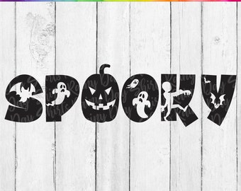 Spooky SVG, Halloween Svg, DESCARGA DIGITAL, Camisa de Halloween Svg Archivos para Cricut, Niños Halloween Svg, Archivos de corte de Halloween, Niños Halloween