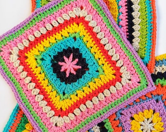 Constance Granny Square Crochet Pattern: Colorful Blanket Motif (PDF Pattern)