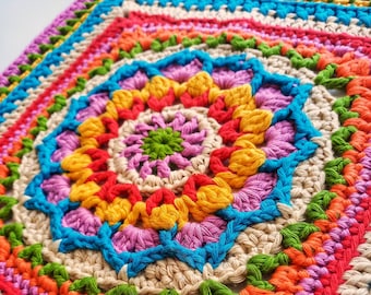 Bloom On By Granny Square Crochet Pattern: 12" Motif (PDF Pattern)