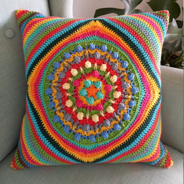 Adele | Crochet pillow pattern, Crochet cushion cover, Crochet throw pillow pattern, Crochet pillow cover pattern, Granny square pillow