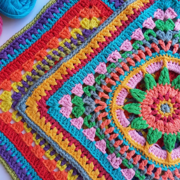 Brand New Day | Granny Square Pattern, Crochet Granny Square, Large Granny Square, Crochet Squares for Blankets, Modern Granny Square