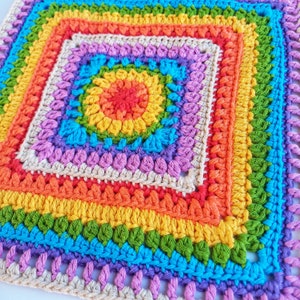 Patience | Crochet Granny Square Pattern, Crochet squares pattern, Modern granny square, Unique granny square pattern, Colorful Crochet