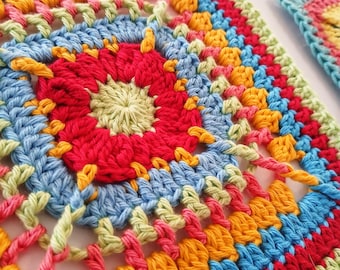 かぎ針編みのパターン グラニースクエアブランケット、斜め、かぎ針