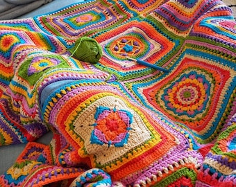 Granny Square Patterns, 5 Granny Squares, Granny Square Pattern Crochet, Crochet Square Patterns, Crochet Squares for Blankets, Crochet PDF
