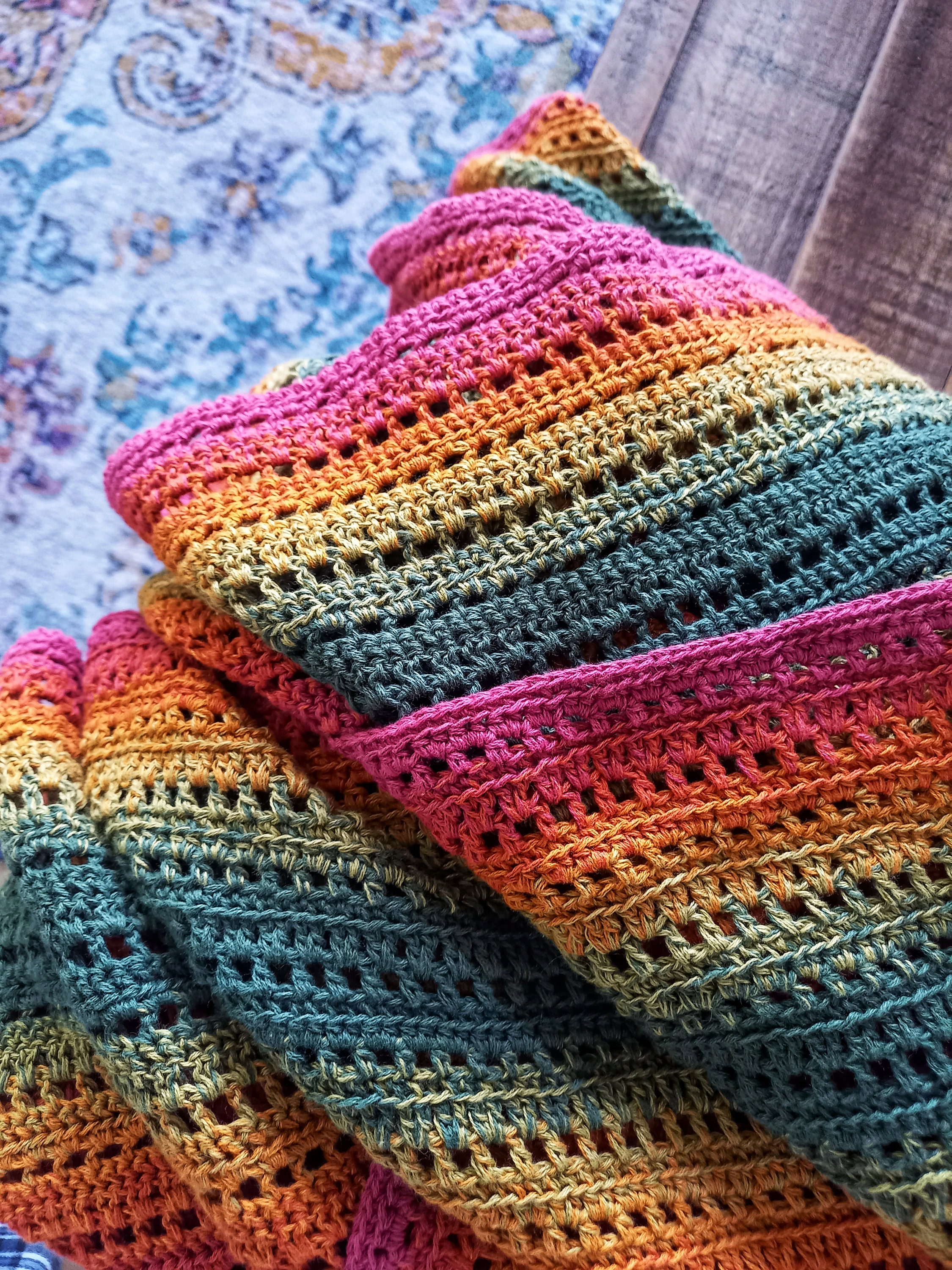 Lightweight Crochet Blanket Pattern, Variegated Yarn (PDF Pattern, US ...