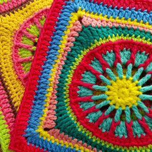 Winter Sun | Granny square crochet pattern, Crochet square pattern, Crochet squares for blankets, Crochet pattern granny square