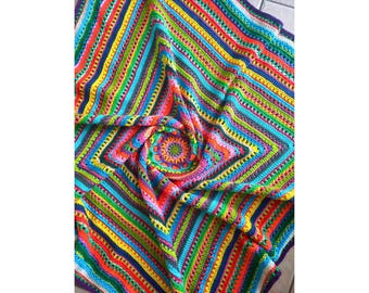 Colorful Granny Square Crochet Blanket Pattern: Scrap Yarn Project (PDF Pattern)