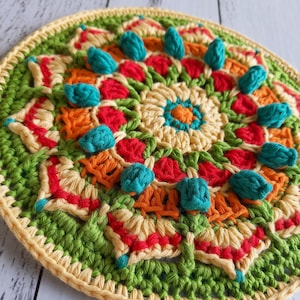 Crochet Mandala Pattern PDF - Easy to Follow, Colorful Doily Crochet Tutorial, Instant Download, DIY Home Decor, Crochet Circle Design