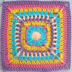 Cartajena | Granny Square Pattern, Crochet Granny Square, Granny Square PDF, Crochet Pattern, Crochet squares for blankets, Afghan block